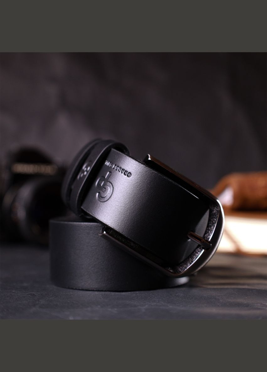 Мужской ремень кожаный классический брючный 11680 Черный Grande Pelle (302972229)