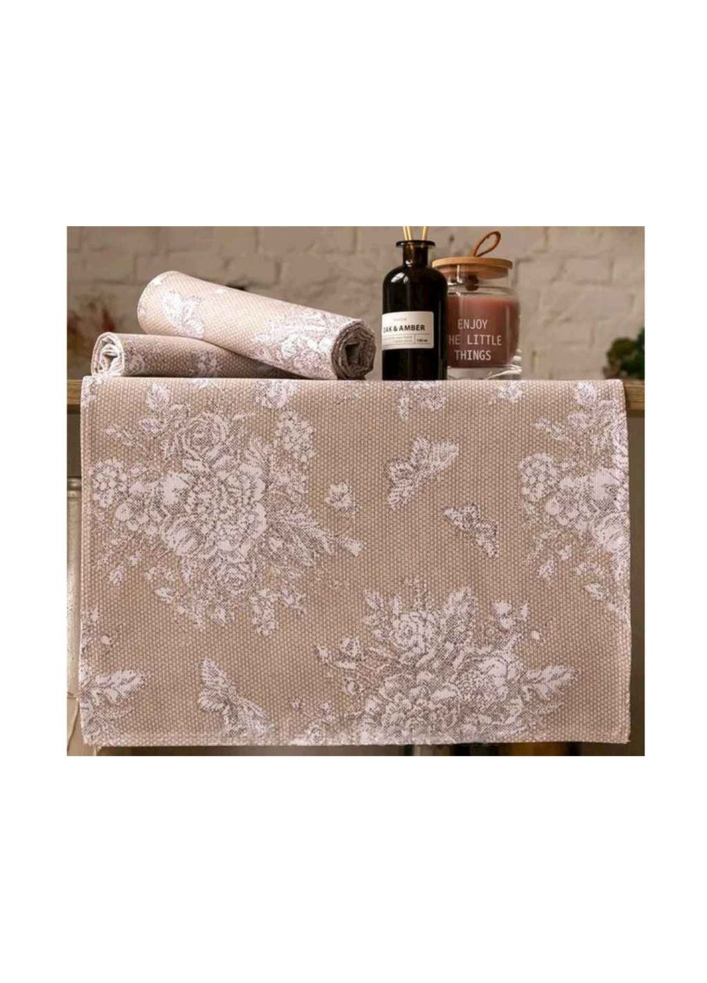 Рушник Шантілї бежева лляний "" Хустки-опт комбінований