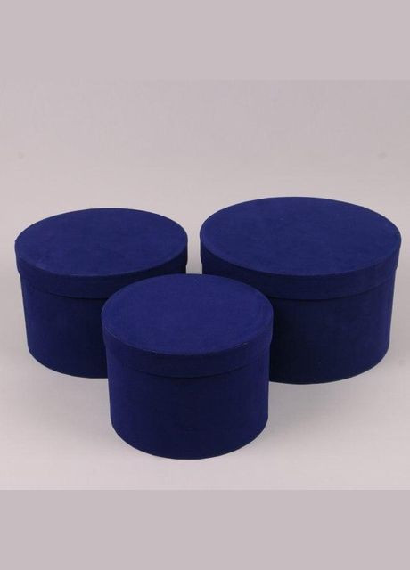 Комплект синих велюровых коробок для цветов 3 шт. 39881 Flora (311202621)