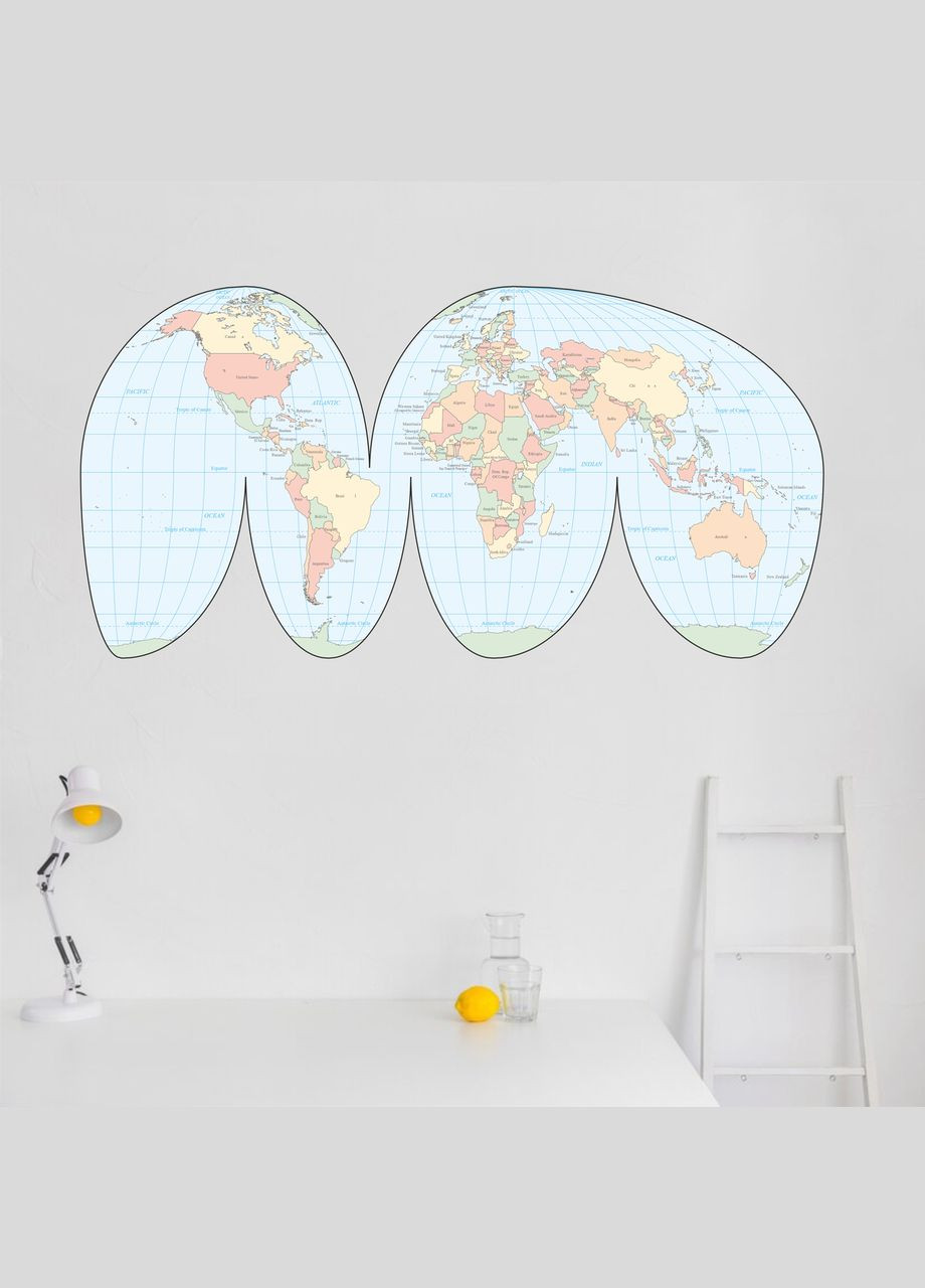 Виниловая интерьерная на стену "Карта мира на английском языке без террористов" Кавун наклейка (316189802)