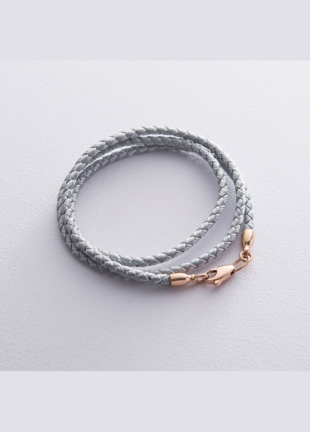 Шелковый серебряный шнурок с гладкой золотой застежкой (3мм) кол00936 55 Oniks (264023765)