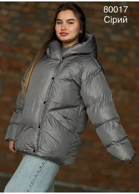 Серая зимняя женская куртка осень еврозима куртка-пиджак No Brand