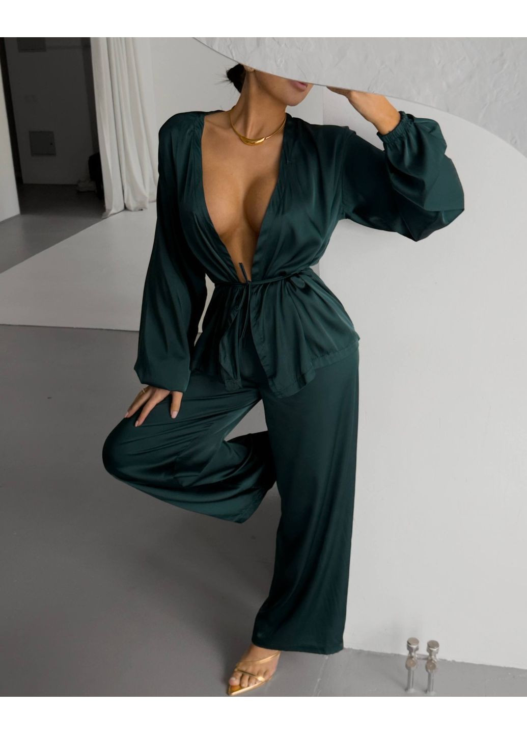 Зелена всесезон жіноча піжама No Brand