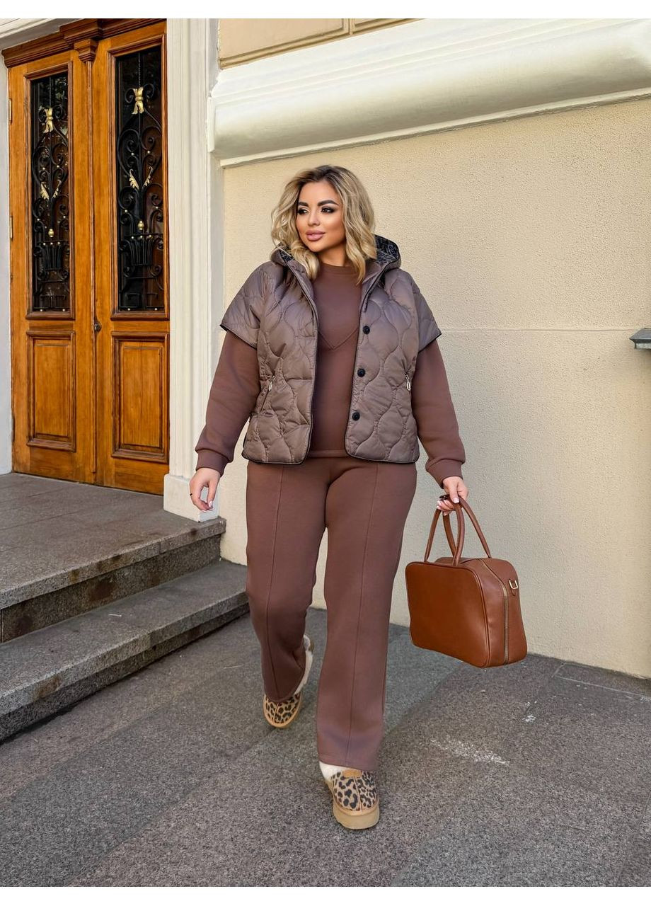 Теплий костюм-трійка з турецької тринітки Пін’є — ЗАМІРИ В ОПИСІ DK/DL Мода без кордонів (368458123)