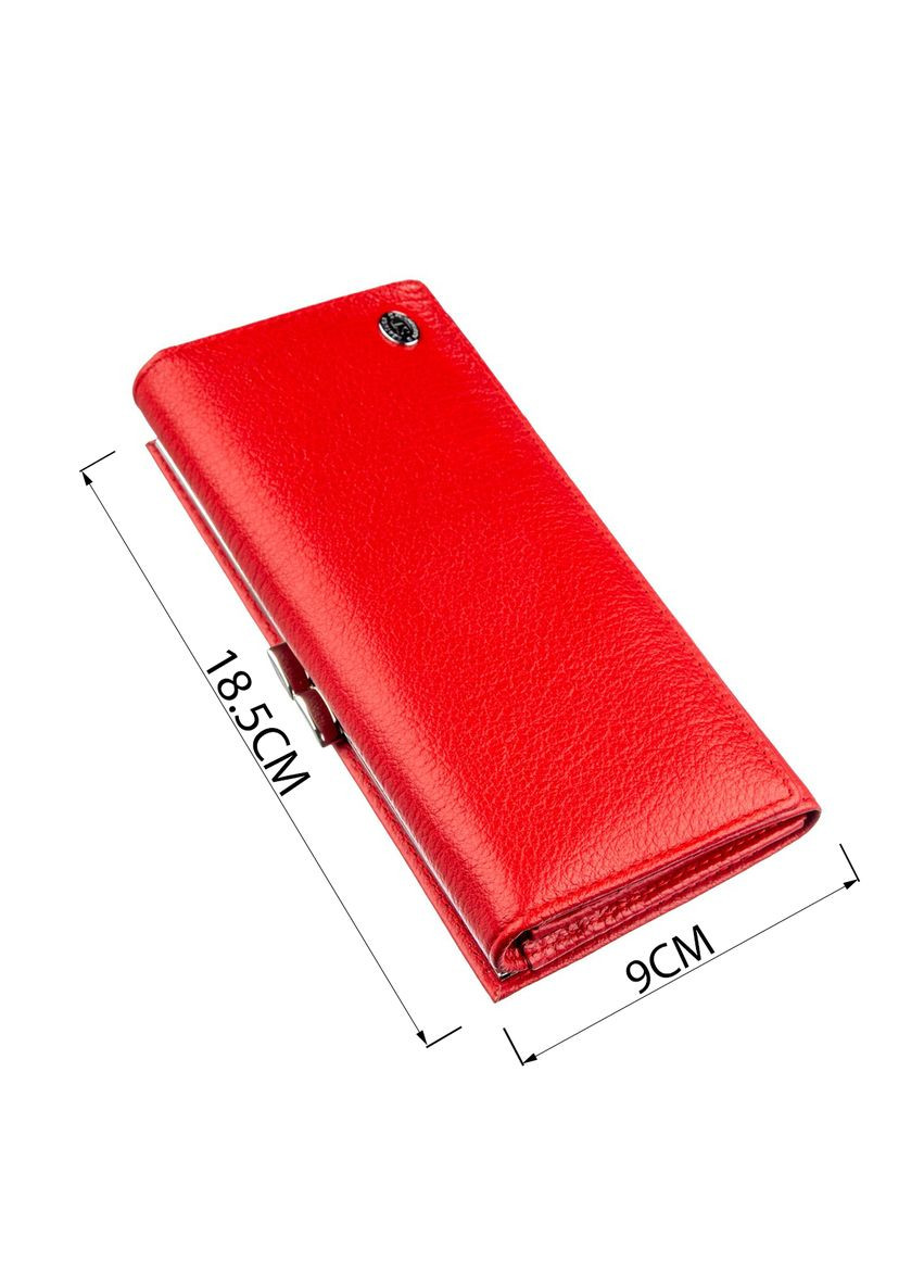 Женский кошелек с монетницей на защелке из натуральной кожи красный (sku_18957) No Brand (328218989)