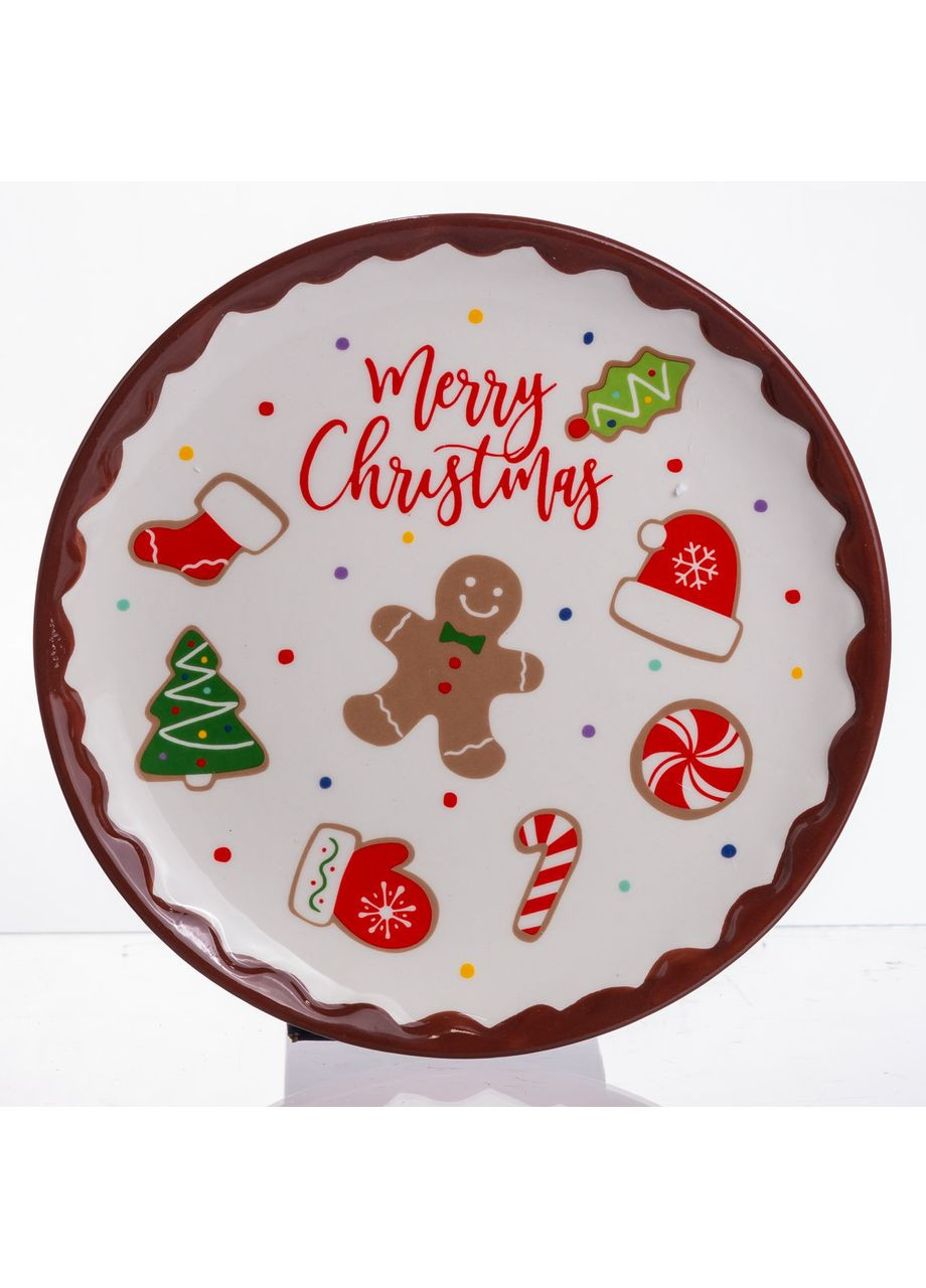 Новогодняя тарелка из фарфора Merry Christmas Ø21 см CR-1-40 Yiwu (370673002)