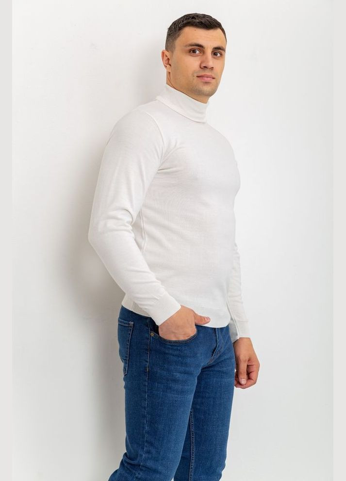 Білий демісезонний светр чоловічий однотонний, колір темно-блакитний, 161r1770 Ager