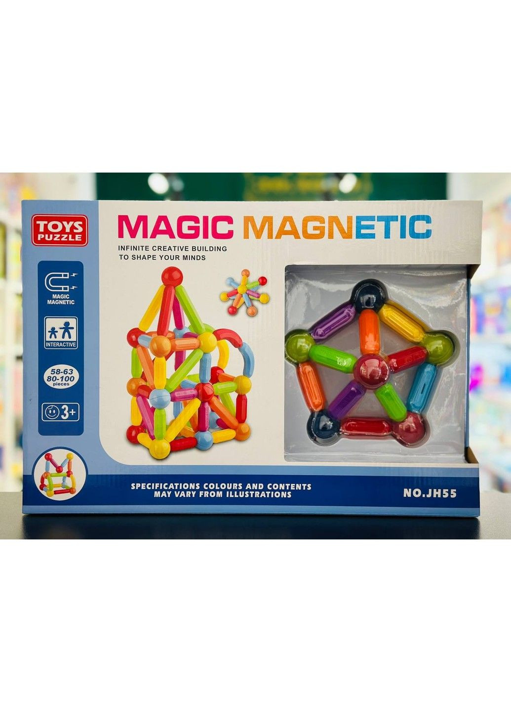 Конструктор магнитный 3D для творчества 63 дет No Brand (327876452)