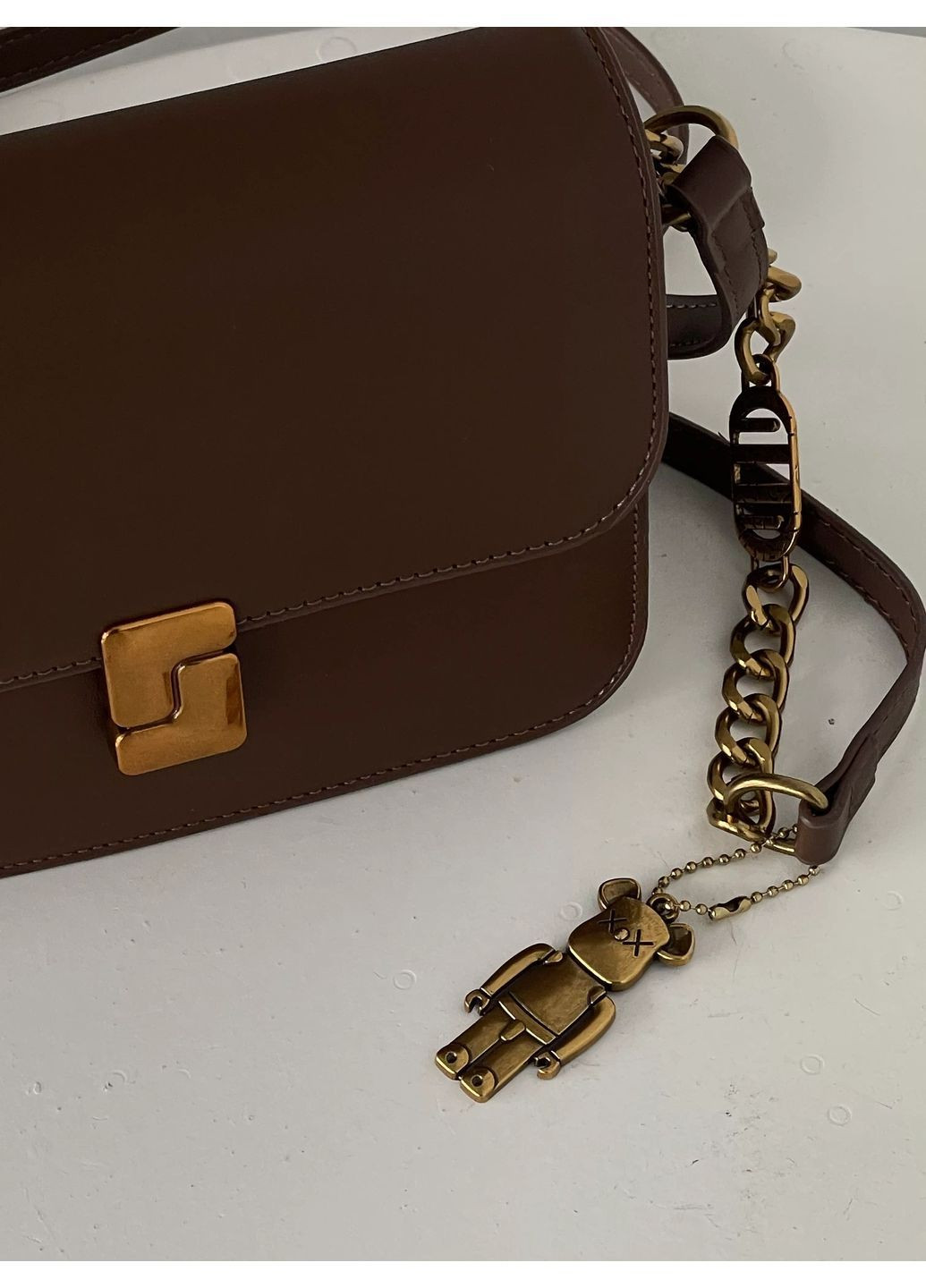 Женская сумка через плече через с двумя ремнями коричневый No Brand Кросс боді (371805235)