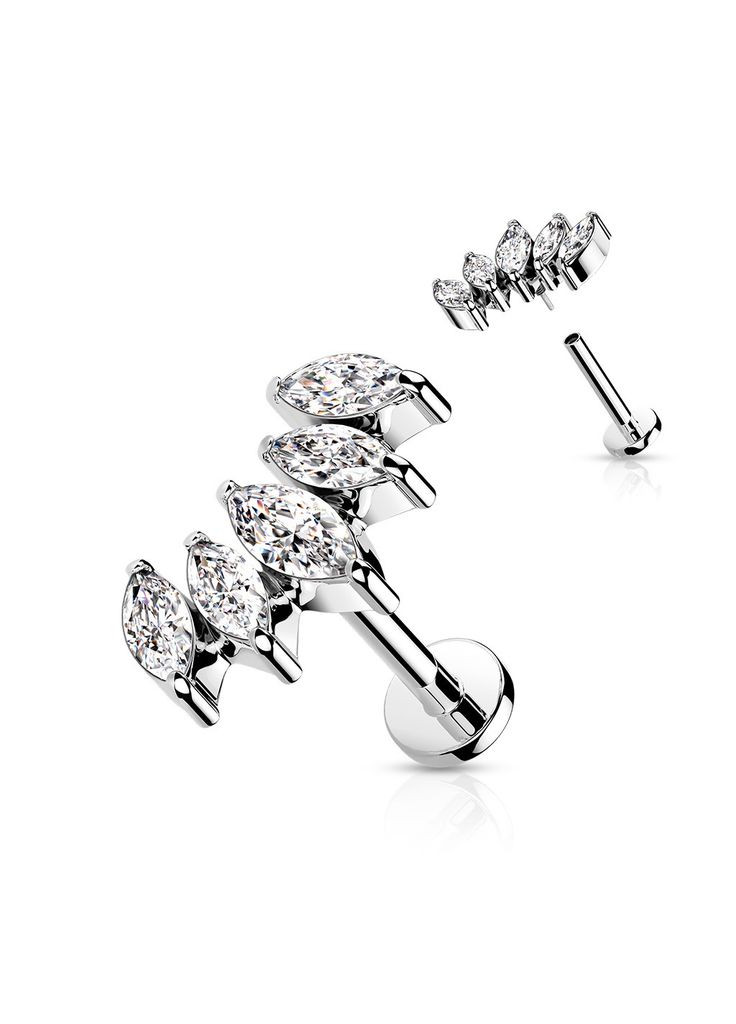 Серьга лабрет из стали LSIL01-1606-STC для пирсинга хряща уха, хеликса ( 6мм) Spikes (333698403)