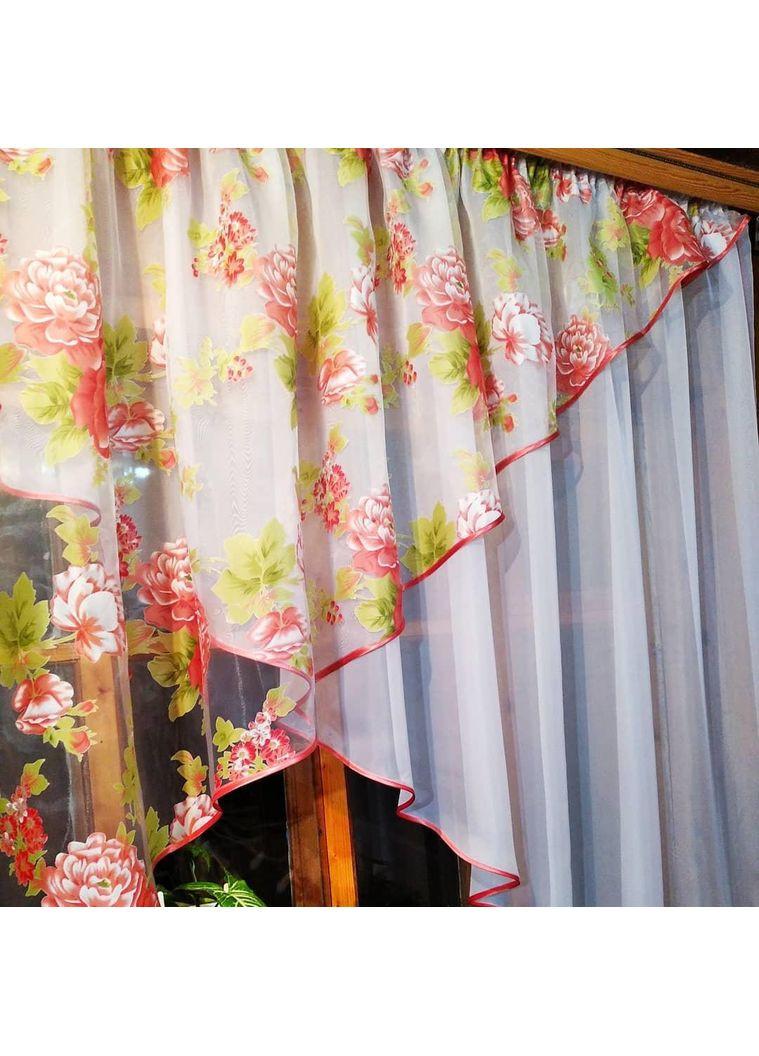 Кухонні фіранки Стелла біла півонія права No Brand (372133917)