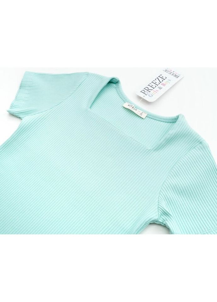 М'ятна демісезонна футболка дитяча в рубчик (18706-152g-mint) Breeze