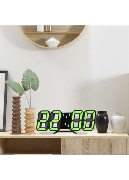 Світлодіодні цифрові годинники Black oclock зелені цифри настінні годинники електронні годинники з USB живленням ProDobro (365442553)