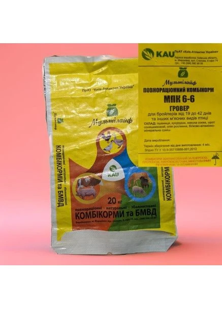 Комбікорм Мультилайф МПК6-6 для бройлерів, відгодівля, 20 кг (*) No Brand (403085337)