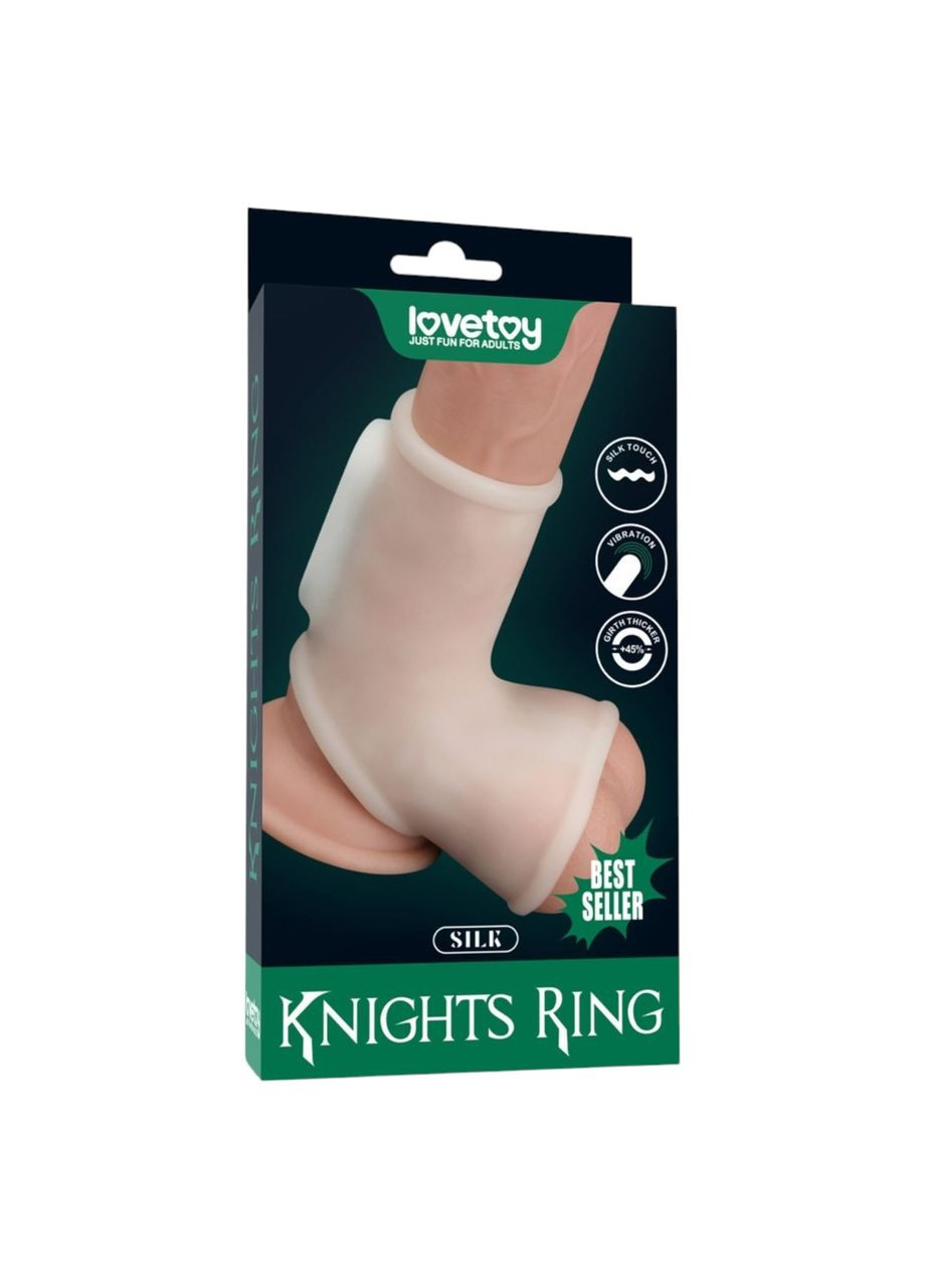 Насадка на пеніс Vibrating Silk Knights Ring White вибрируюче ерекційне кільце з муфтою для мошонки Lovetoy (322244868)