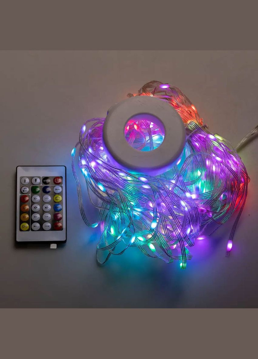 Розумна гірлянда Smart 200 LED довжина 2 м з керуванням зі смартфона прозора, мультиколор GarlandoPro (316475481)