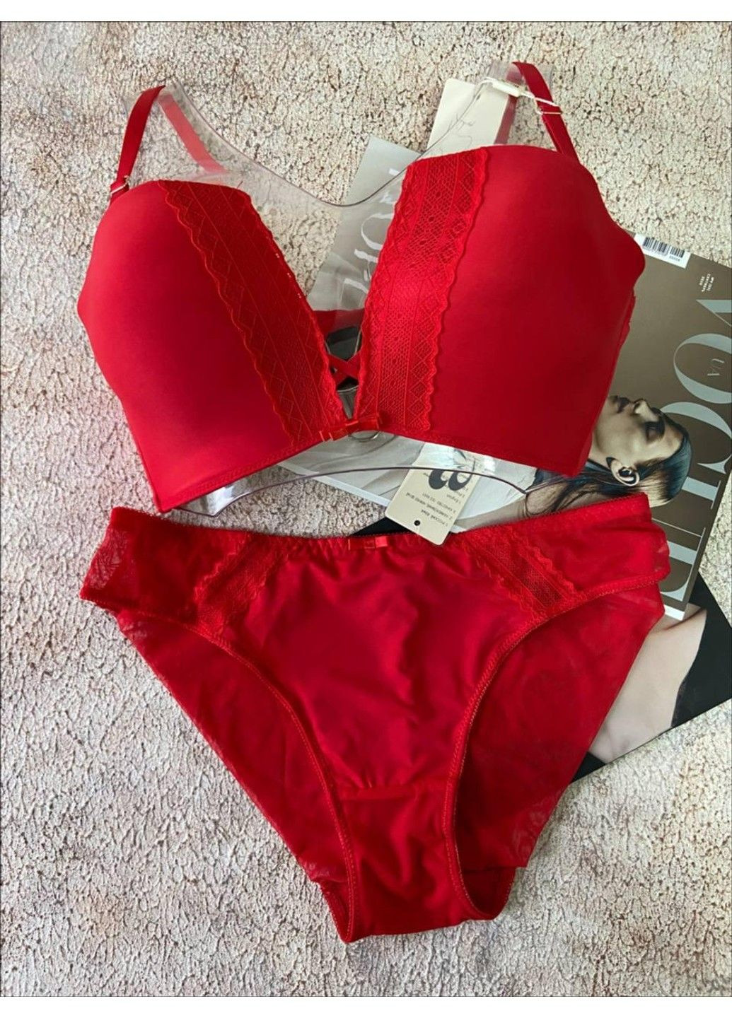 Красный красный комплект женского нижнего белья Weiyesi
