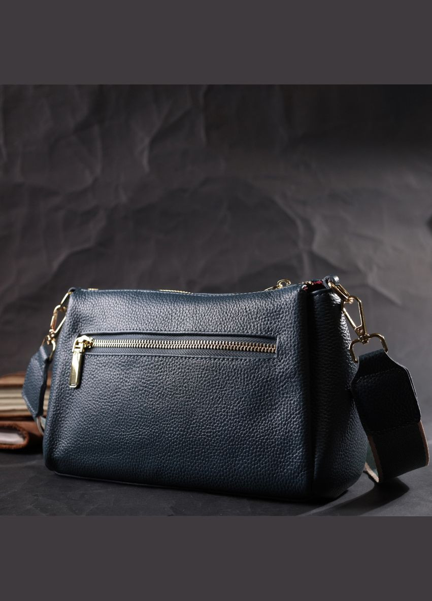 Жіноча практична кроссбоді через плече з натуральної шкіри синя 22287 Vintage (329196794)