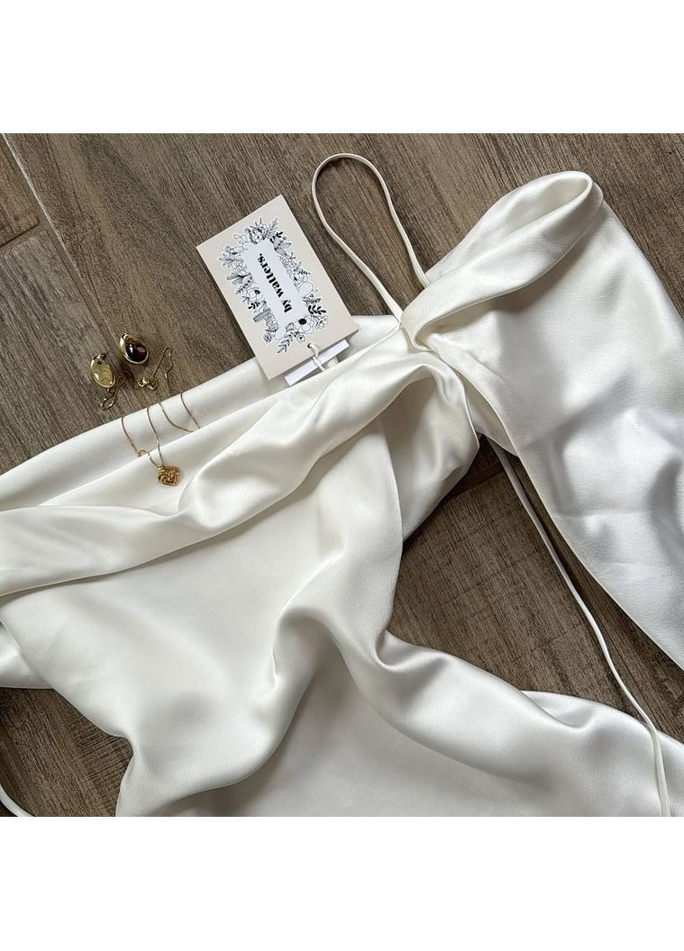 Молочное праздничный, коктейльное, повседневный, вечернее, кэжуал женское платье с открытыми плечами No Brand однотонное