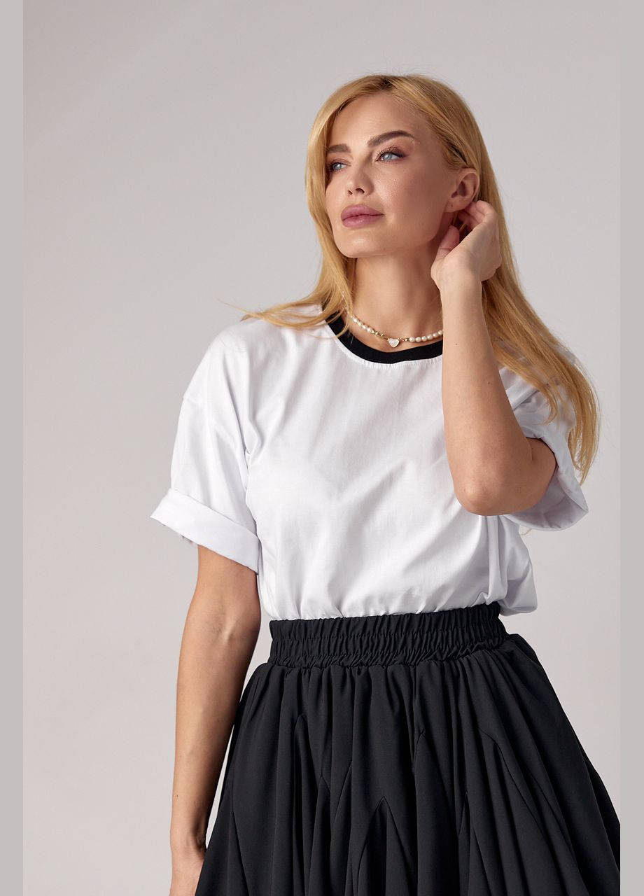 Футболка oversize з контрастною горловиною Liton - (296988270)