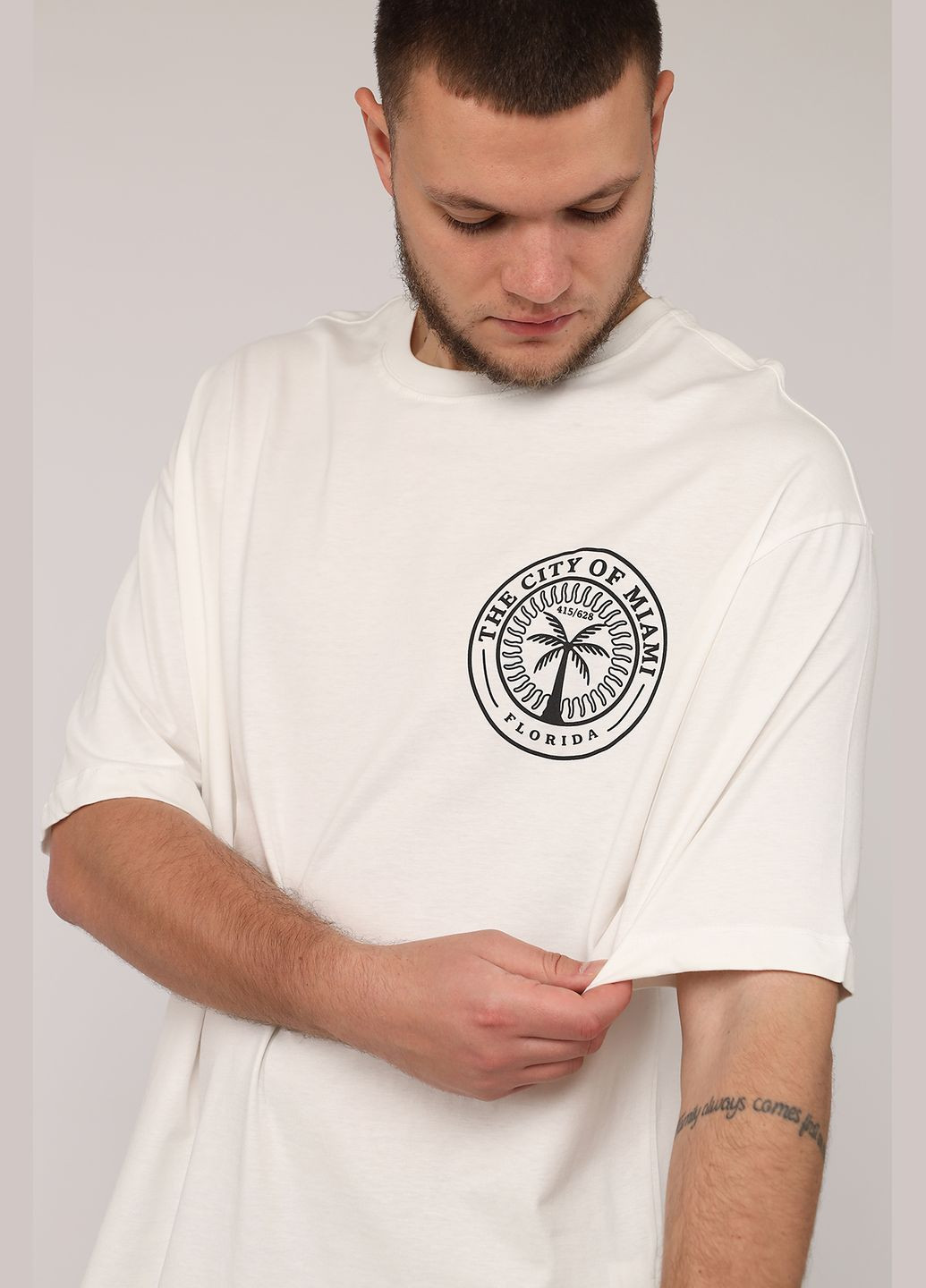 Белая футболка с коротким рукавом мужская цвет белый cb-00275657 HAROSTONE