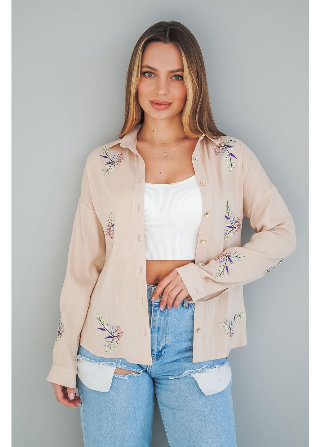 Бежевая блузка веста бежевый MioRichi