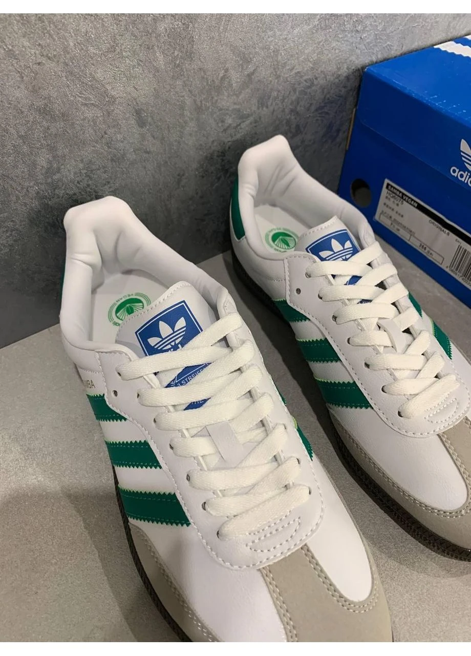КРОССОВКИ ЖЕНСКИЕ ADIDAS SAMBA OG WHITE GREEN GUM АДИДАС САМБА БЕЛЫЕ No Brand белые демисезоны (391018639)