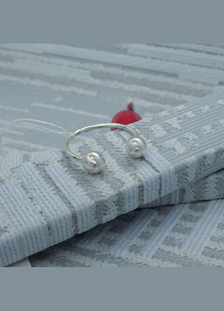 Срібна каблучка "Дві кульки 5 мм" на фалангу або палець No Brand (350667528)