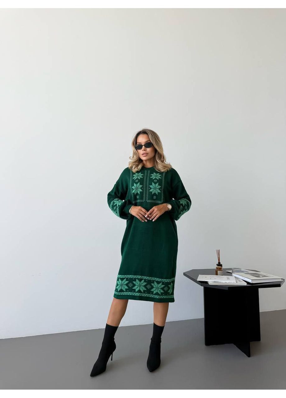Смарагдова повсякденний сукня в'язана тепла  LeVi