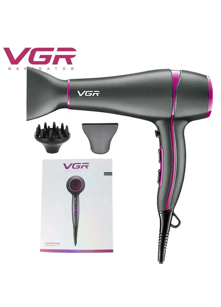 Професійний фен для волосся з дифузором 1800 Вт 2 насадки (1756375454) VGR V-402 (334257083)