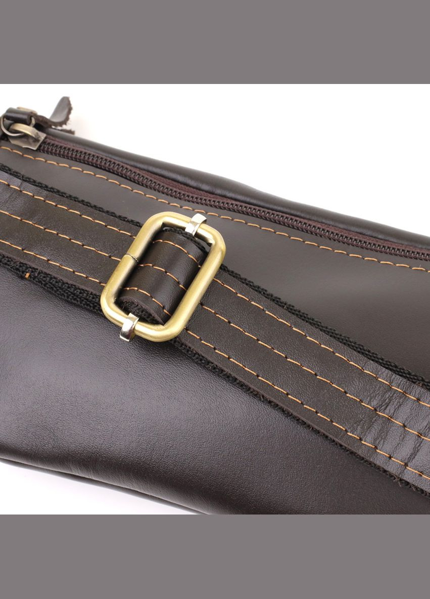 Чоловіча сумка-бананка компактного розміру з натуральної шкіри 23126 Коричневий Shvigel (332983791)