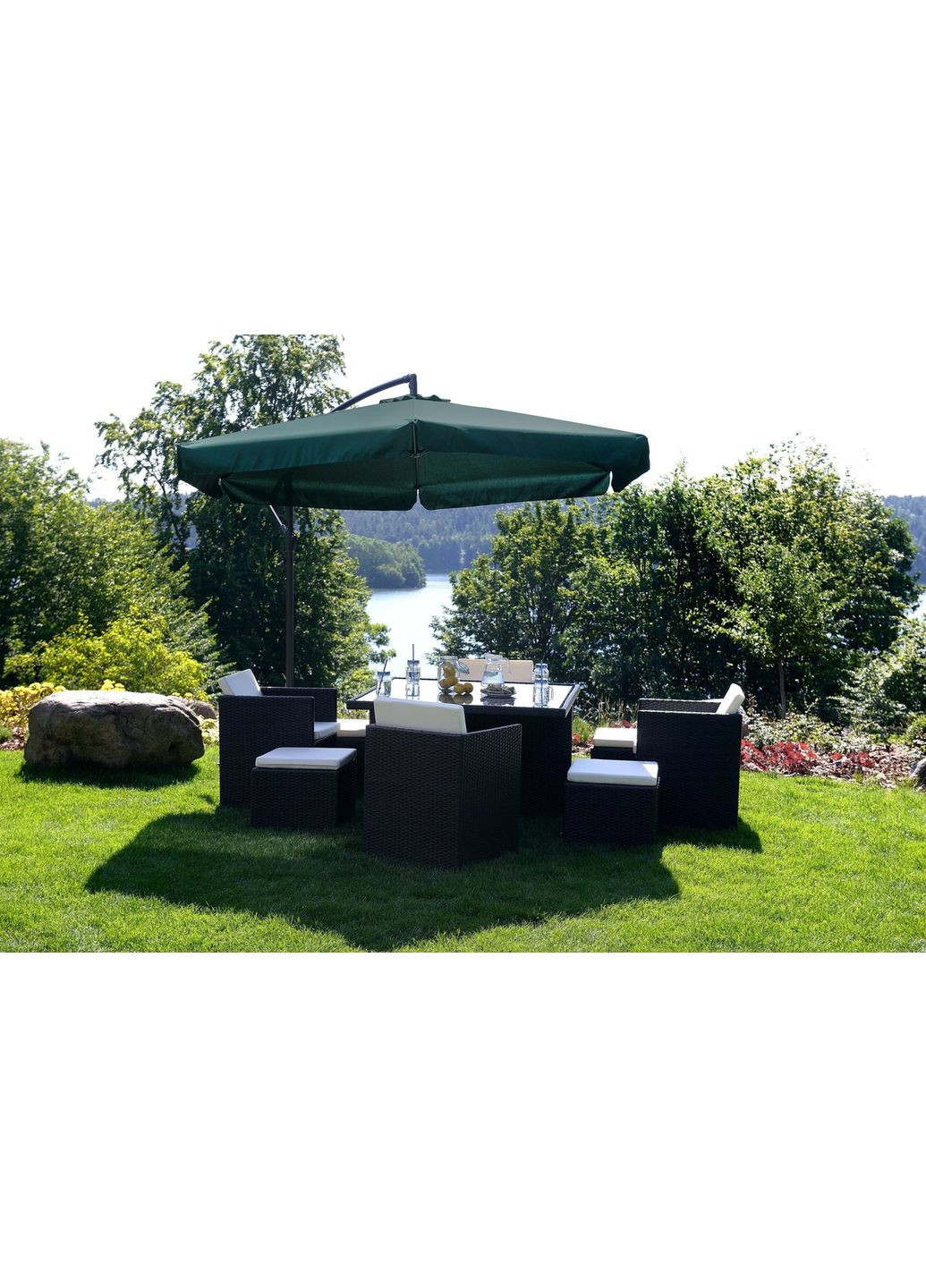 Садовый раскладной зонтик Garden (диаметр - 3 метра) с боковой стойкой, Зеленая Funfit (370619357)