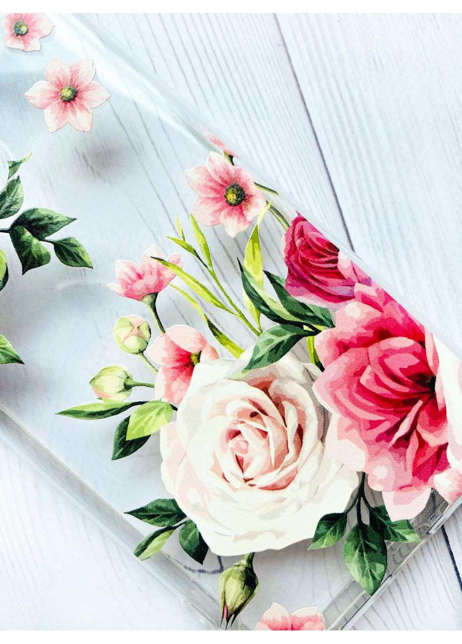 Прозорий чохол на Xiaomi Redmi Note 9T/Redmi Note 9 5G:: Рожеві квіти (принт 287) Creative (360707545)