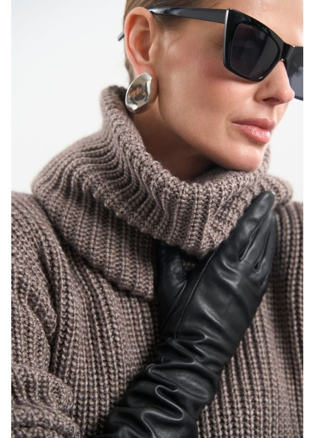 Коричневий демісезонний светр з хомутом з вовняної пряжі (2843) Triko Bakh