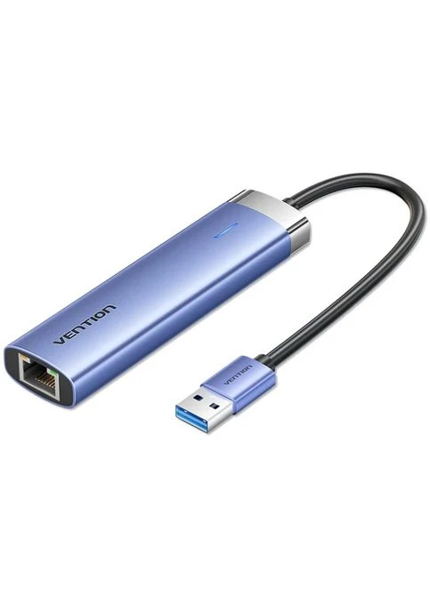 Хаб USB 3.0 -> 3xUSB 3.0/RJ45/USB-C Hub Синій Aluminum Alloy 5-in-1 Vention (393952284)