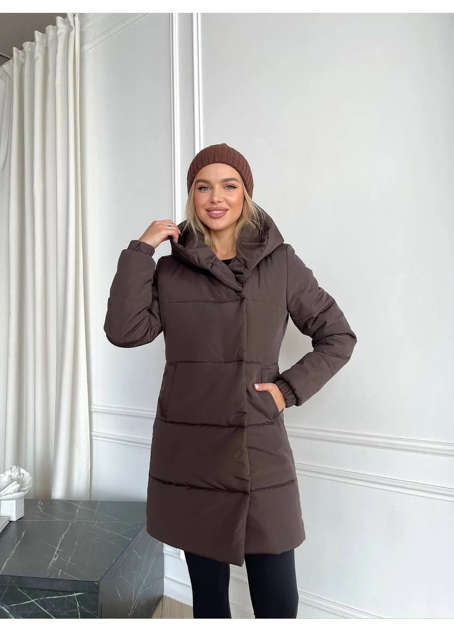 Кофейная зимняя стильная зимняя куртка Stylish Touch