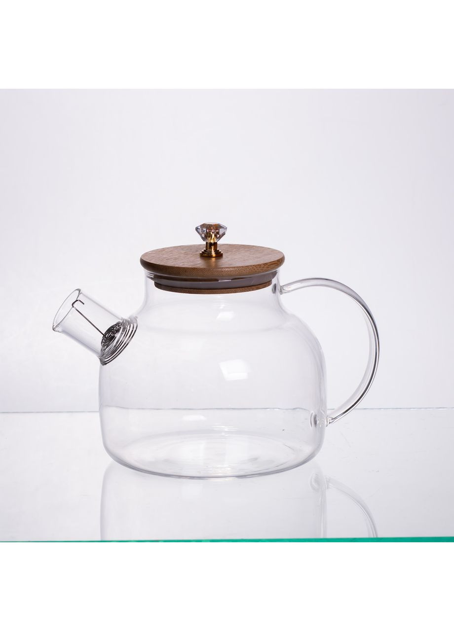 Чайный сервиз из толстого стекла 8 предметов с бамбуковой подставкой для чашек 64486-23 Yiwu (371734932)