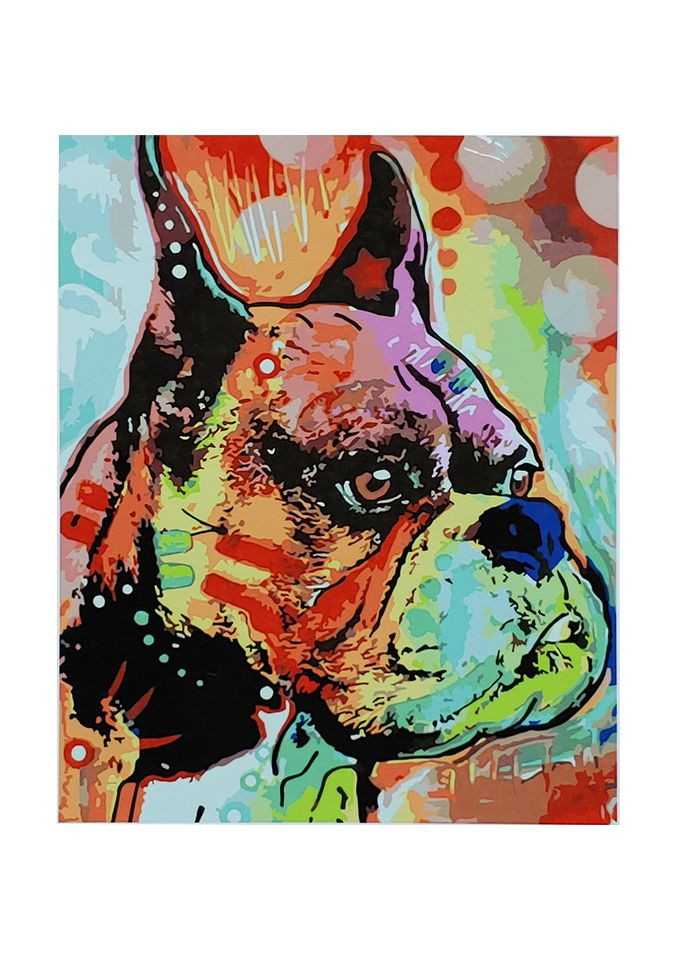 Картина по номерам «Яркий бульдог» для творчества рисования акриловыми красками и лаком. Strateg (369761308)