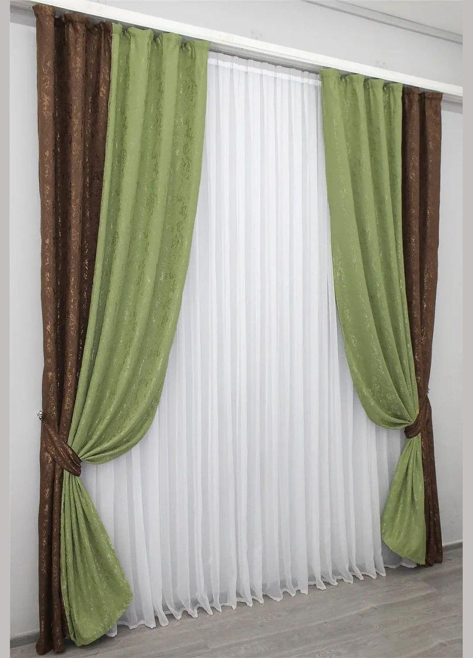 Жакардові штори для вітальні Зелений ) (П4К-014дк (1175-1173ш)) No Brand (306633370)