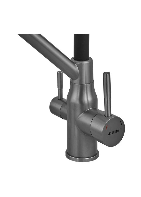 Смеситель для кухни с силиконовым изливом MAG-021 Graphite Refl.Black из нерж. стали SUS304 с выходом для пит.воды (ZX6005) Zerix (399015476)