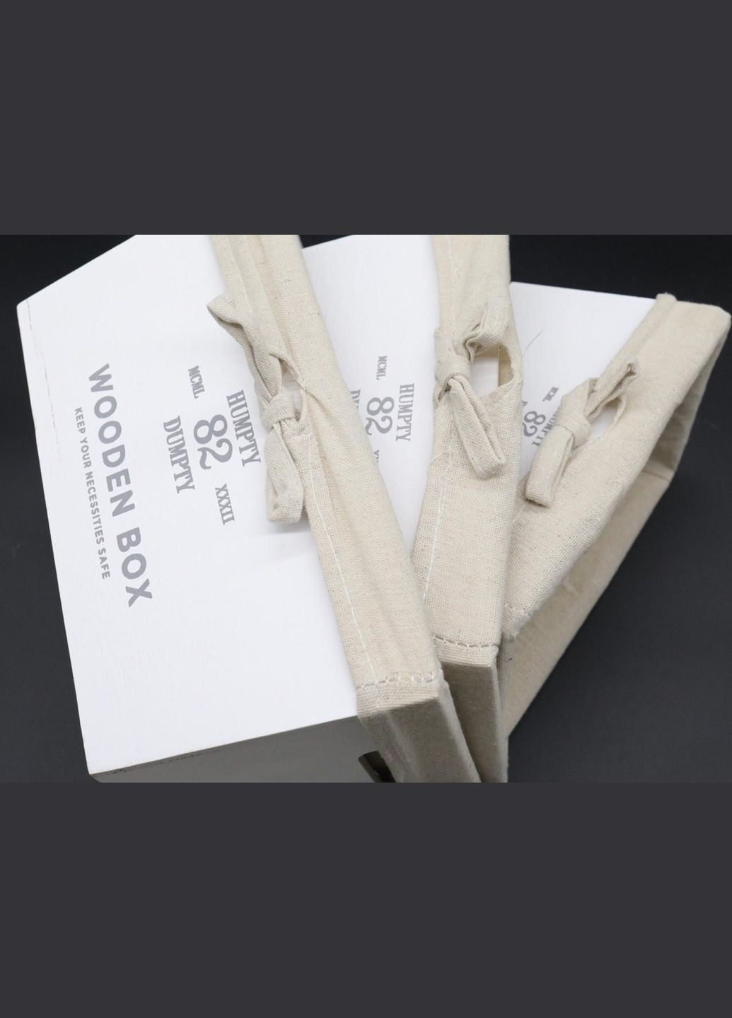 Деревянные корзины с тканью. Цвет: белый. 28х19х14см HM furnitura (330603605)