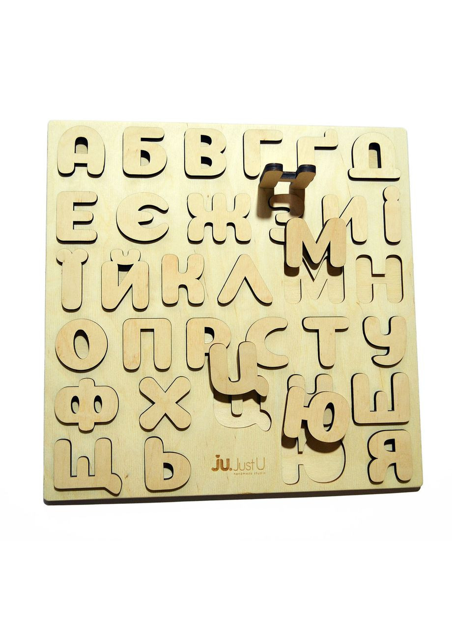 Дерев'яний алфавіт, дитячий алфавіт із дерева, дерев'яні букви-пазли, абетка-сортер УКРАЇНСЬКИЙ No Brand (301482743)