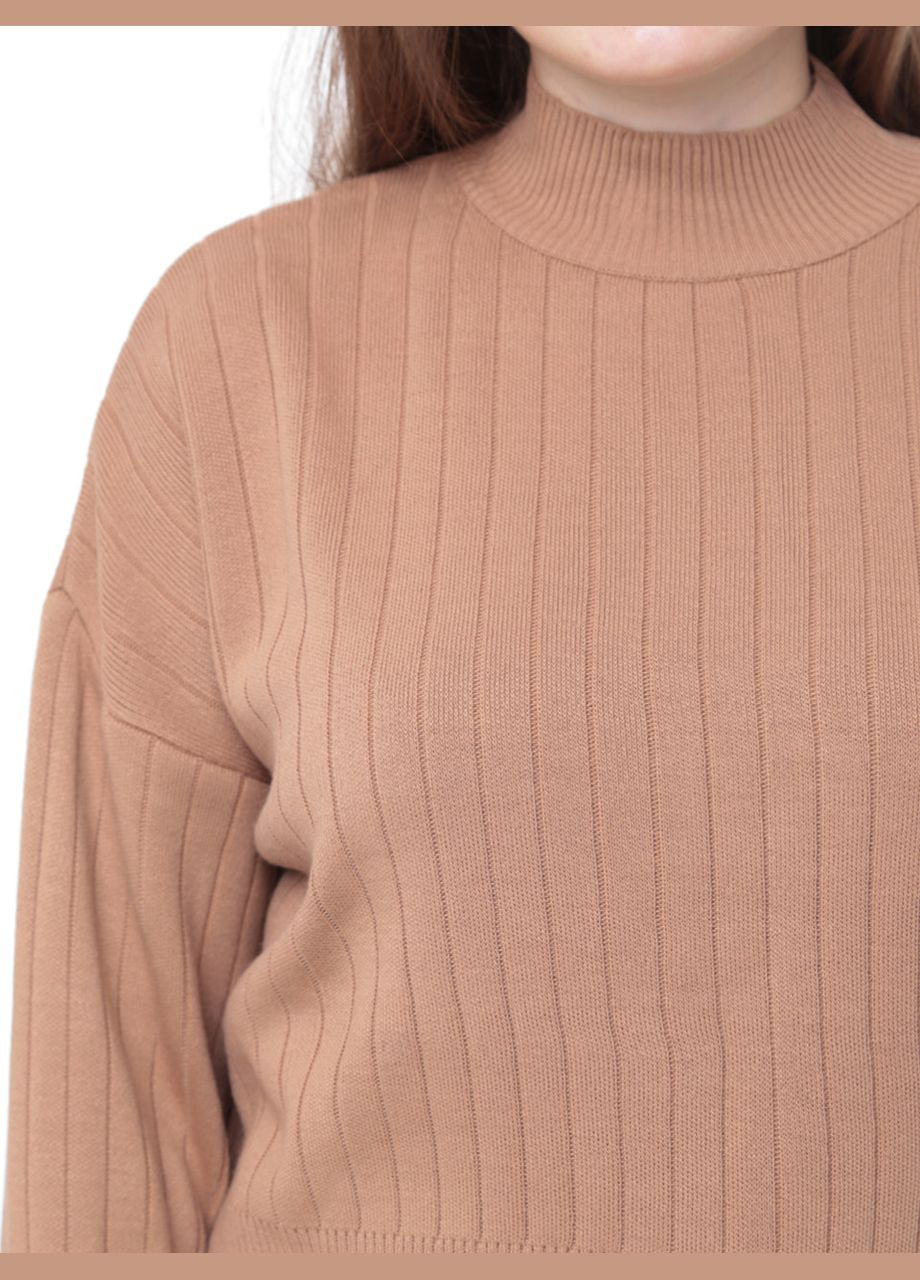 Бежевий демісезонний светр жіночий бежевий вільний укорочений джемпер Karon Вільна