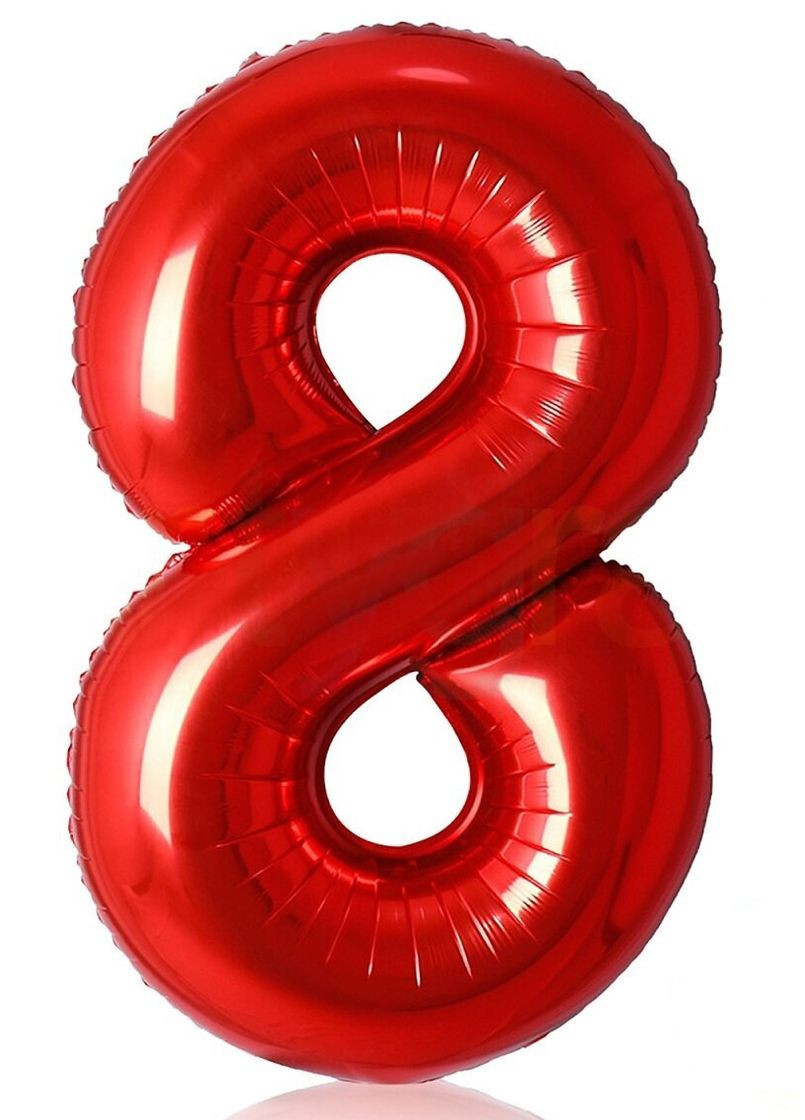 Фольгована кулька Цифра 8, SLIM, червона, 101 см No Brand (302313185)