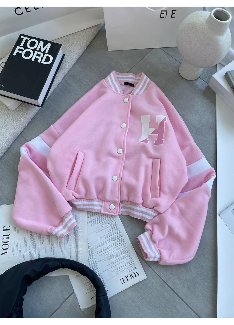 Теплий бомбер з тринитки на флісі — заміри в описі Vione на кнопках (367078012)