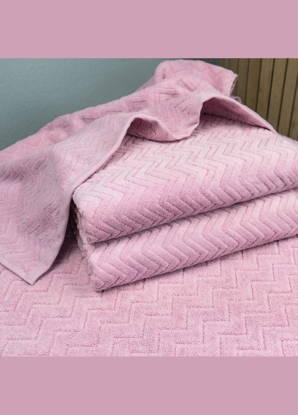GM Textile рушник махровий 50x90см преміум якості жакардовий з велюром 550г/м2 (рожевий) рожевий виробництво -