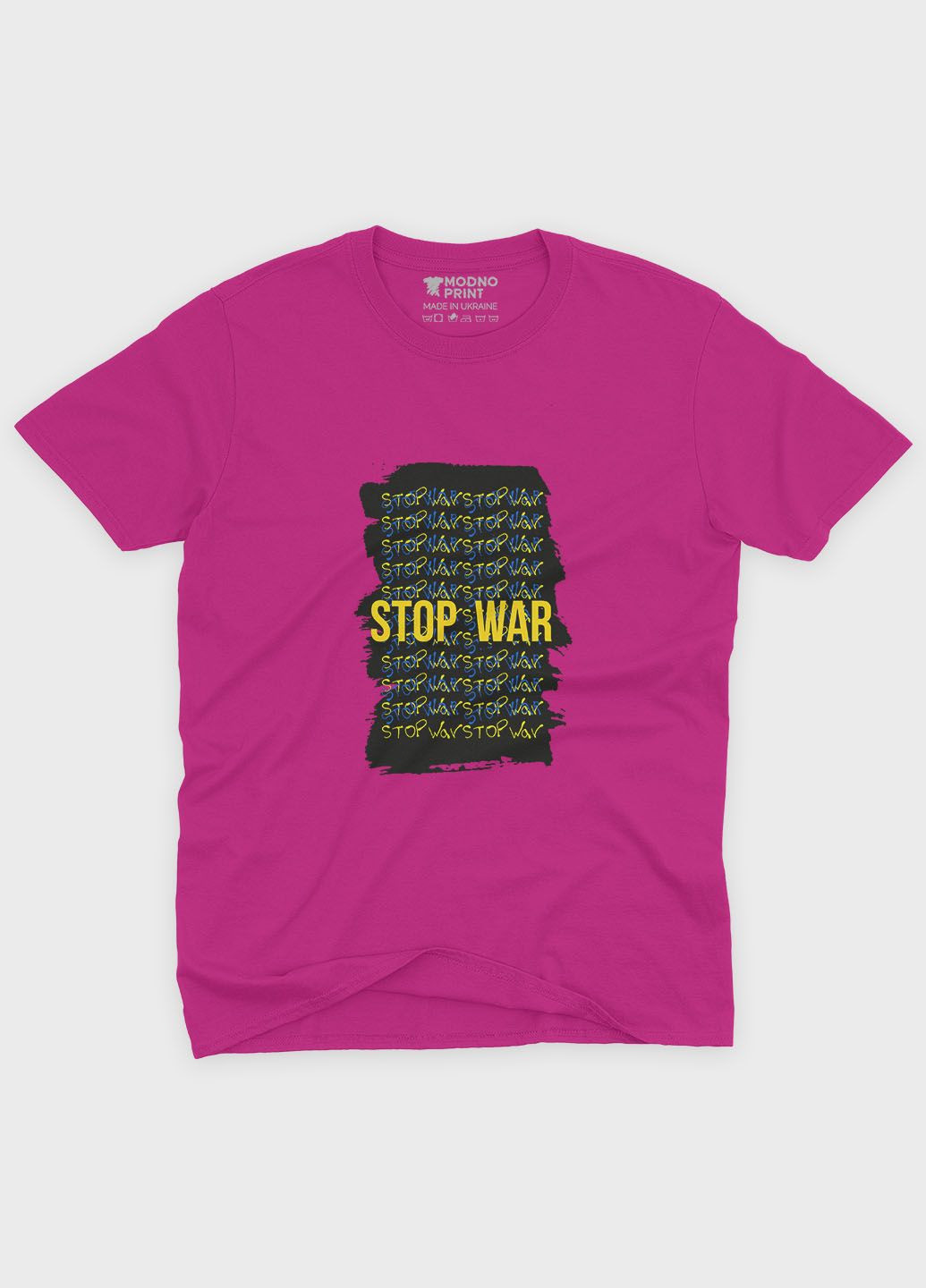 Рожева демісезонна футболка для хлопчика з патріотичним принтом stop war (ts001-5-fuxj-005-1-118-b) Modno