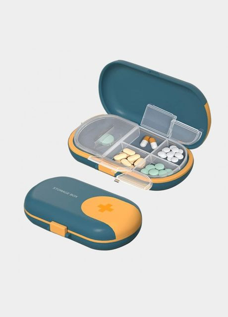 Таблетница с делителем для таблеток на 4 ячейки Cutter box, синяя No Brand (294206344)