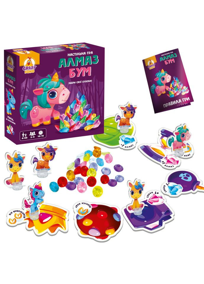 Игра настольная развлекательная "Алмаз бум" Единорожка VT8055-31, 2-4 игрока Vladi toys (367970680)