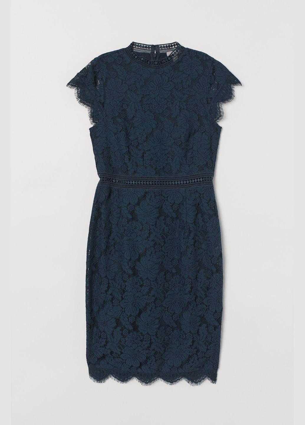 Темно-синя мереживне плаття H&M однотонна